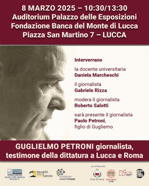 “Guglielmo Petroni giornalista, testimone della dittatura a Lucca e Roma” e “Guglielmo Petroni: una vita per la letteratura”. Due incontri di approfondimento su “Memo”, questo fine settimana, per la mostra “Guglielmo Petroni. Il segno e la parola” al Palazzo delle Esposizioni di Lucca